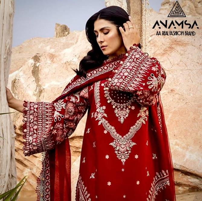 Anamsa 472 Heavy Embroidery Rayon Cotton Pakistani Suit Wholesale Price In Surat